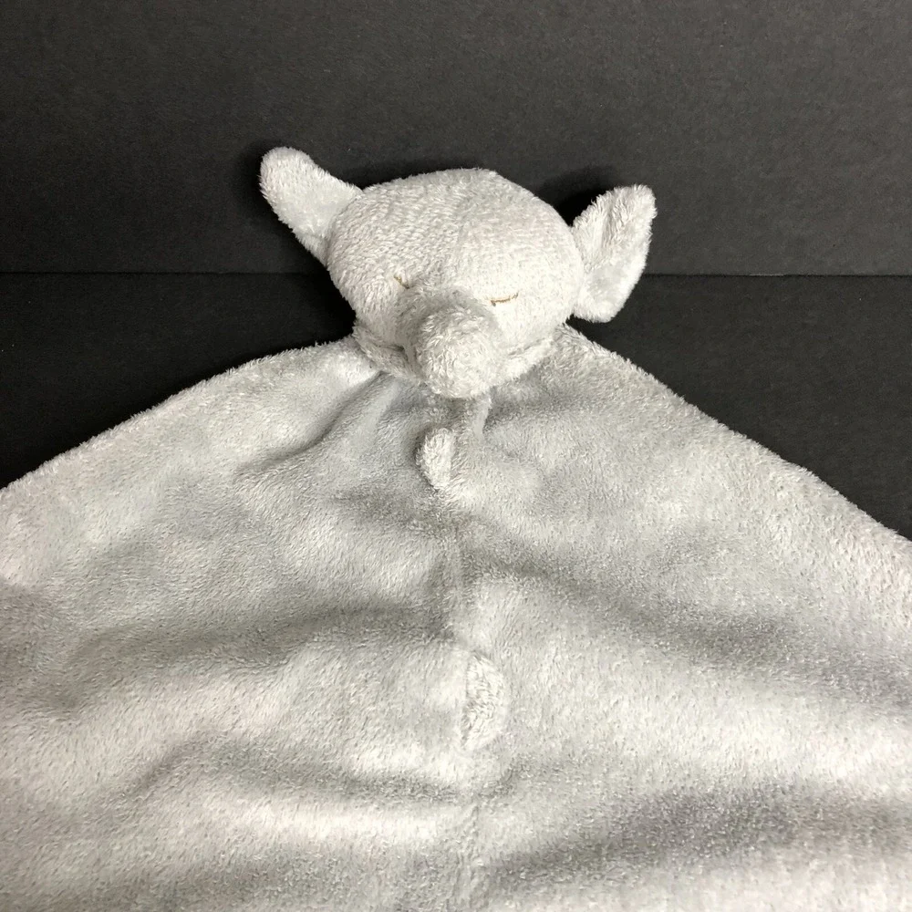 Angel Dear Lovey Gray Elephant Closed Eyes Plush Security Blanket Baby Knots